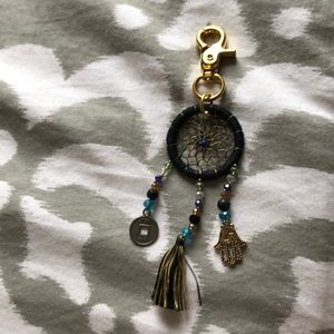 Dream catcher keychain with blue bead